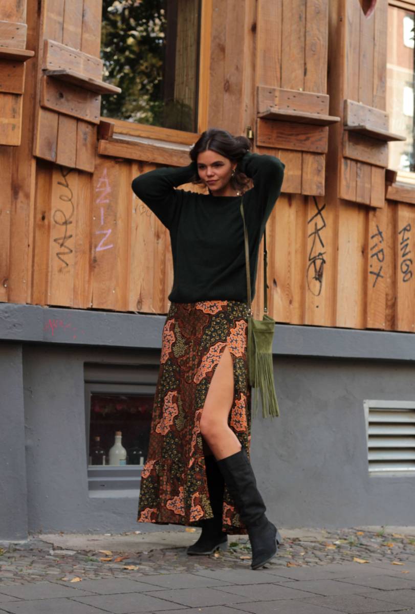 Pullover Uber Kleid Boho Herbst Outfit Inspiration Fashion Blog