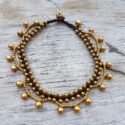 Boho Anklet Golden Brass Beads Gypsy Macrame >Hippie Anklet