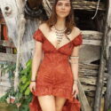 Hippie Festival Kleidung Boho Vokuhila Kleid Kaminrot Rost Rot