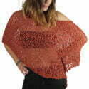 Ladies Summer Knit Crochet Poncho Cognac Festival Wear