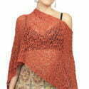 Ladies Crochet Poncho Top Rust Goa Tribal Indie Boho Hippie