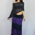 Bohemian Summer Skirt Tie Dye Dark Blue Purple