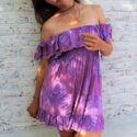 Hippie Batikkleid Sommerkleider Lila Violett Batik Style
