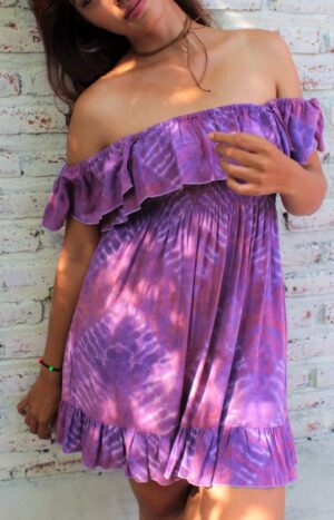 Hippie Batikkleid Sommerkleider Lila Violett Batik Style
