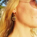 Boho brass earrings brass and amethyst