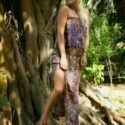 Off Shouder Top Hippie Skirt Purple Slot