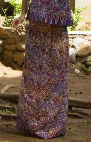 Purple Tie Dye Hippie Maxi Skirt with Slit