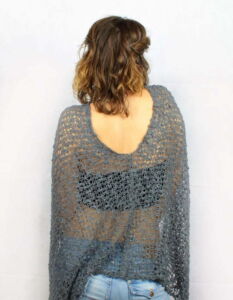 Crochet Poncho Grey Summer