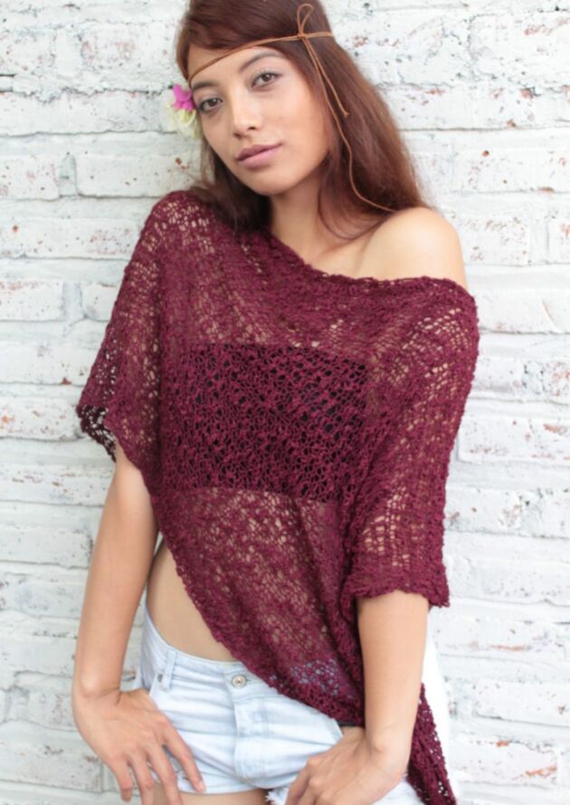 Hippie Poncho Boho Merlot