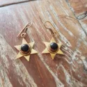 Boho Stern Ohrringe aus Messing und Onyx