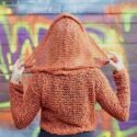 Knit Sweater with Hood Rust Light brown