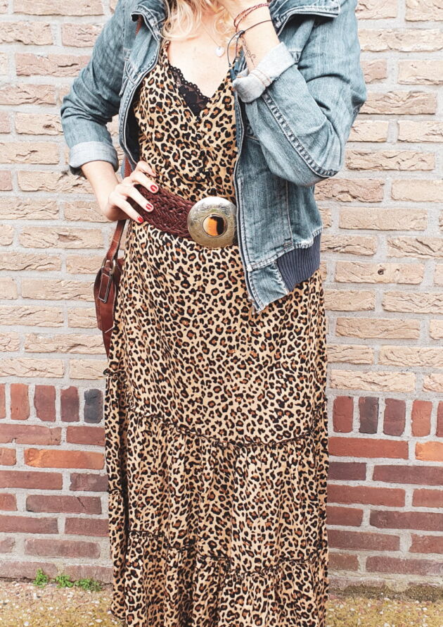 Boho Midi Kleid Leo Print Bohemian Style