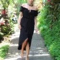 Elegant Ibiza Gypsy Summer Dress Shoulder Free Black