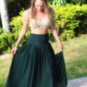 High Waist Maxi Bottle Gren Skirt Summer Ibiza Gypsy Style