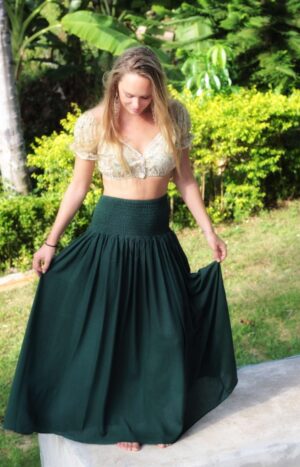 High Waist Maxi Bottle Gren Skirt Summer Ibiza Gypsy Style