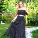Zweiteiler Punkte Kleid schwarz Boho Ibiza Style