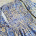 Sommer Batik Maxi Kleid mit Schlitz Blau Taupe