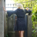 Polka Dot Mini Dress Bell Sleeves Black Dress Flounce Ruffles Short