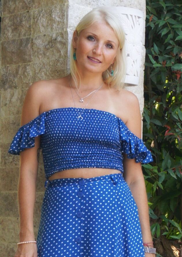 Polka Dot Top blau “Once upon a time”