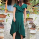 Grünes Kleid Wickelkleid Boho Kleid