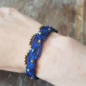 Oriental macrame bracelet gypsy style dark blue