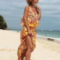 Boho Hippie Batik Zeiteiler Kleid Maxirock Rock Off Shoulder Top