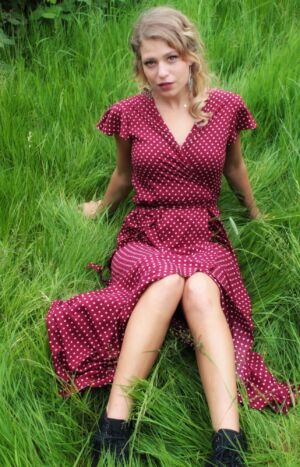 Polka dot Maxi dress Dark red Boho Chic Dotted dress Long Summer Dress with dots