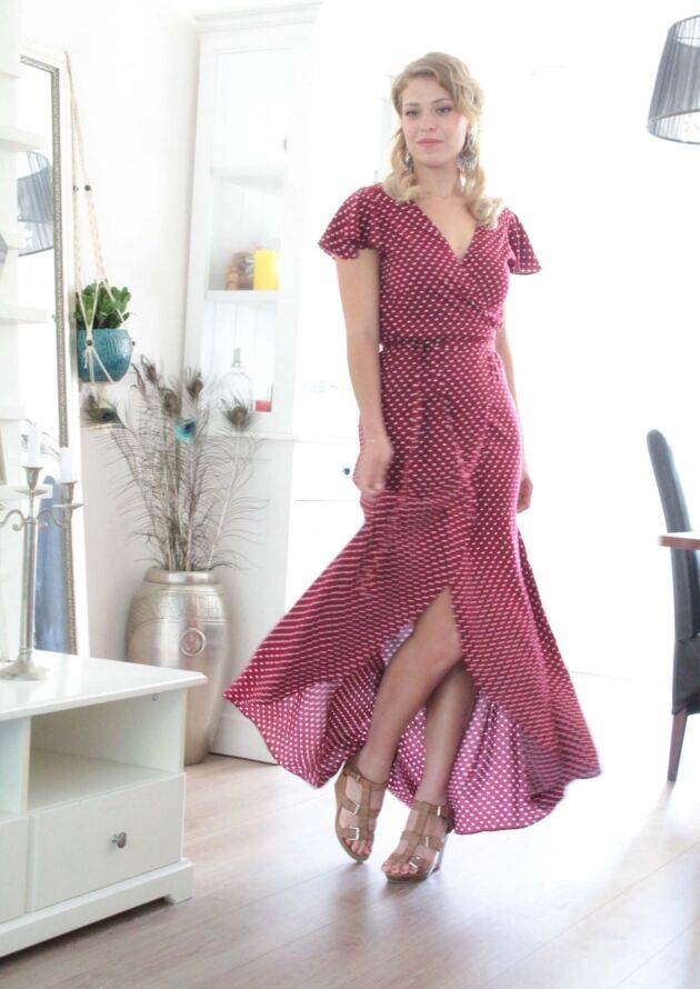 Polka Dot Maxi Kleid Maxikleid Rot Punktekleid Kleid lang gepunktet