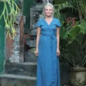 Blue Summer Dress Maxi Wra Dress Polka Dot