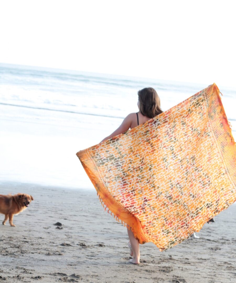 Sarong Tuch Hippie Batik Schal Strand Tuch Orange Safari Print