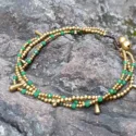Orientalisches Hippie Fusskettchen Grün Gold