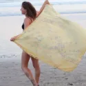 Sarong Tuch Hippie Batik Schal Strand Tuch Gelb Boho Ethno Bikini Cover Up Kopftuch (3)