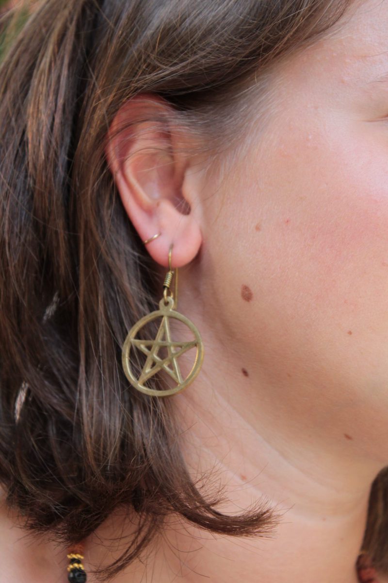 Runde Stern Ohrringe Goa Ohrringe Kleine Messing Ohrhänger Antik Gold