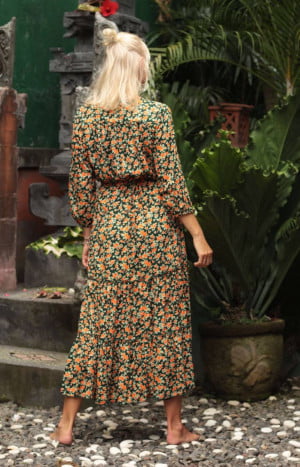 produkt bild Flower midi dress boho ibiza gypsy style hippie dress