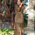 Bohemian dress leopard print midi dress boho chic