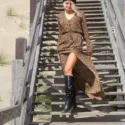 Bohemian Leo Animal Print Maxi Dress Hippie Clothes Online