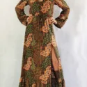 Boho autumn winter outfit bohemian dress long slit dress long sleeve
