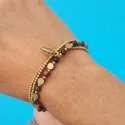 Hippie Chic bracelet Bohemian Triple String Bracelet made of brass and agate.