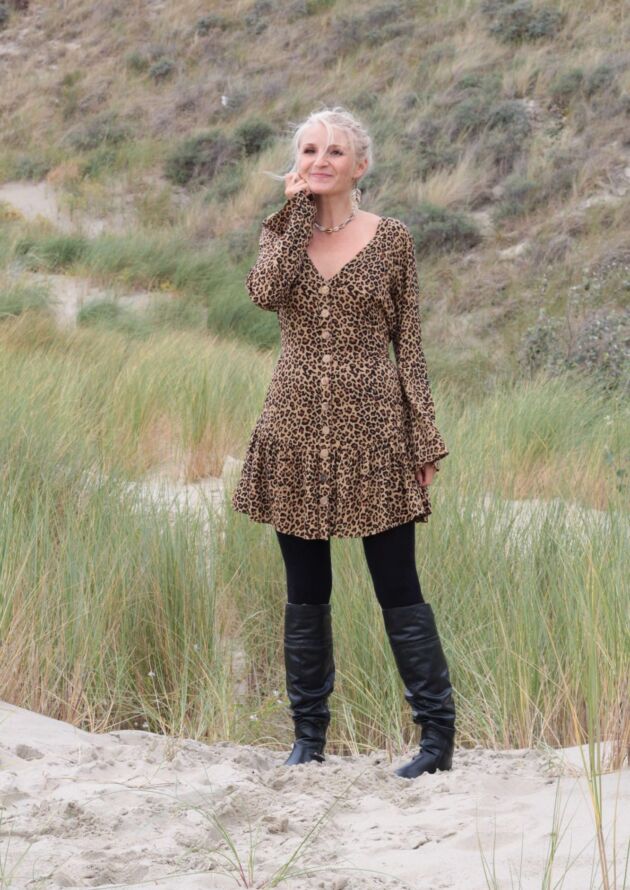 Autum Winter Tunic Dress Leo Print Animal Print