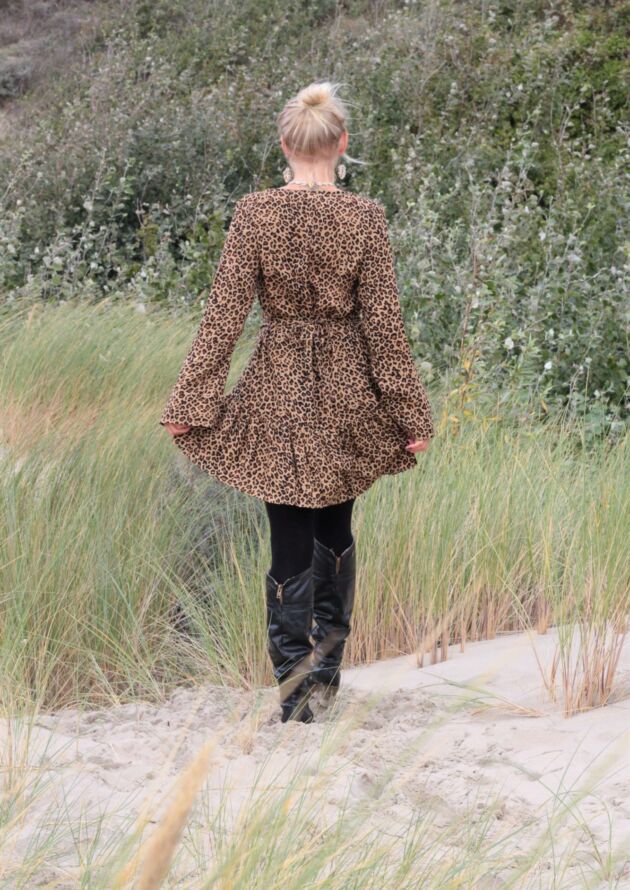 Autum Winter Tunic Dress Leo Print Animal Print Ibiza Style