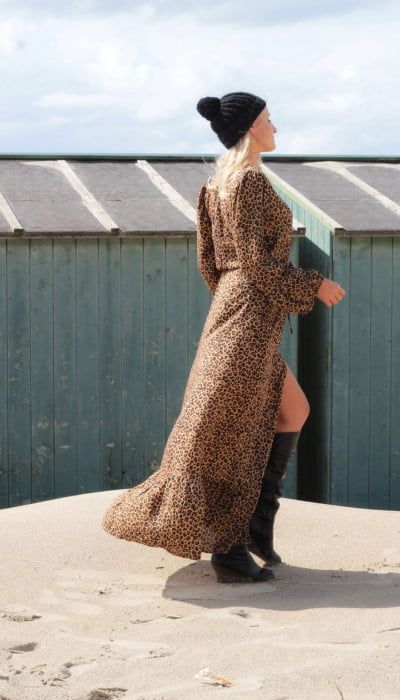 Leoparden Maxi Kleid Boho Style