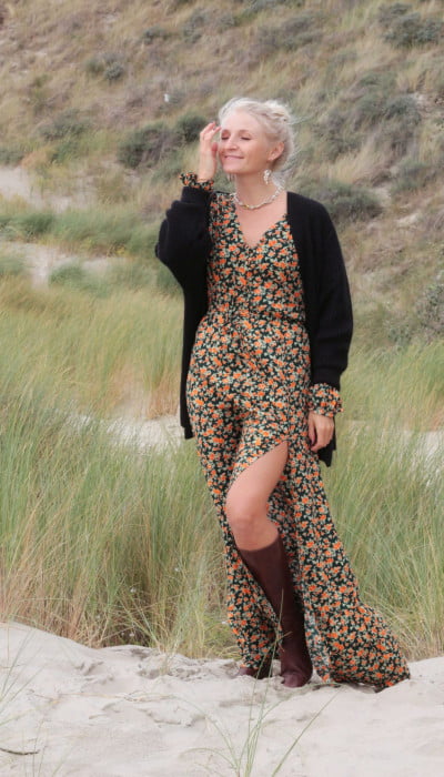Weltentänzer Fall Winter Collection Bohemian Maxi Dress with Cardigan