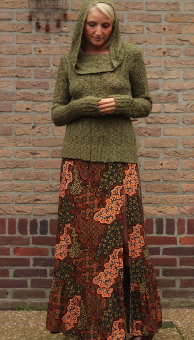 Boho Herbst Outfit Hippie Kleid mit Pullover