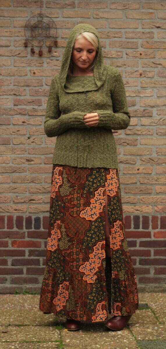 Boho Herbst Outfit Hippie Kleid mit Pullover