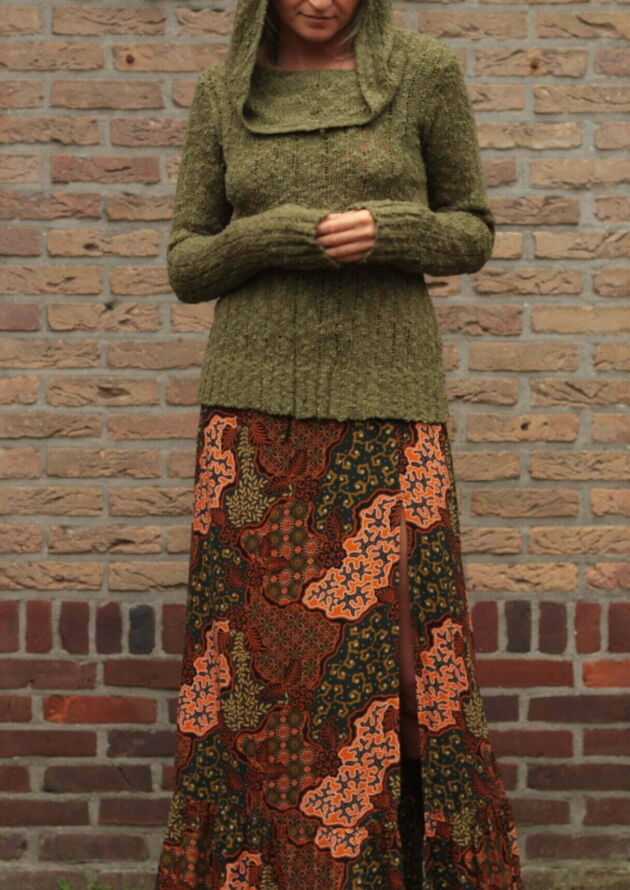 Boho Herbst Outfit Hippie Kleid mit Pullover