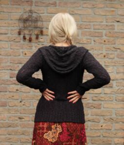 Hippie Onlineshop Kapuzen Pullover mit U-Boot Ausschnitt Schwarz Herbst Winter