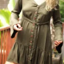 Taillierts Langarm Kleid kurz Herbst Winter Boho Hippie Style Alternative Mode