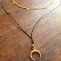 Double necklace Gold plated moon pendant