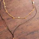 Double Necklace Gold Plated Moon Pendant Boho Jewelry