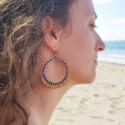 Runde Gypsy Ohrringe Messing Mittelgroß Gold Dunkelblau Ibiza Style